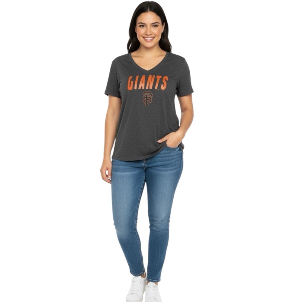 MLB San Francisco Giants XXL Gray Graphic V-Neck T-Shirt